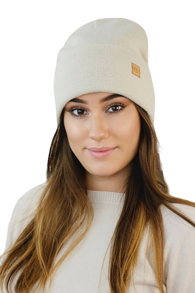 Czapka Damska, Model: Sally, Kolor: beżowy, Skład materiału: 100% Akryl, Przeznaczenie: Jesień/Zima, Rozmiar: Uniwersalny (56-64) (Czapka Damska, zdjęcie 3)