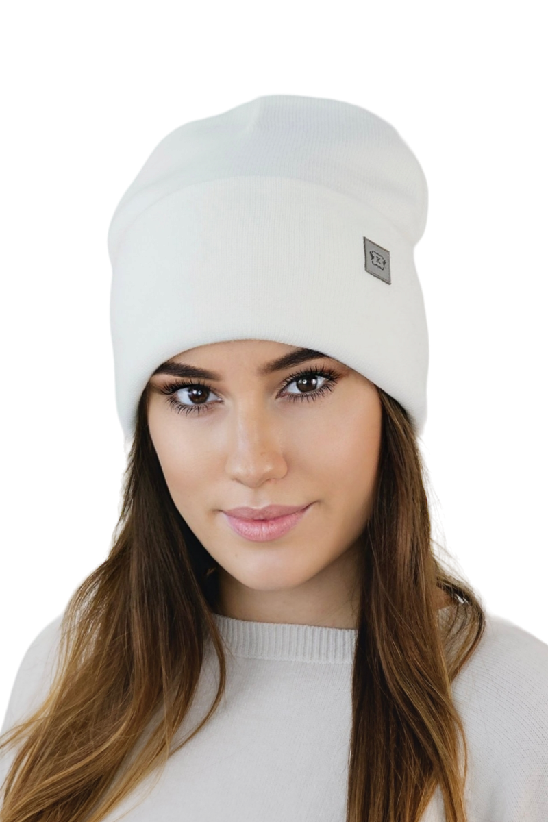 Czapka Damska, Model: Sally, Kolor: biały, Skład materiału: 100% Akryl, Przeznaczenie: Jesień/Zima, Rozmiar: Uniwersalny (56-64) (Czapka Damska, zdjęcie 2)