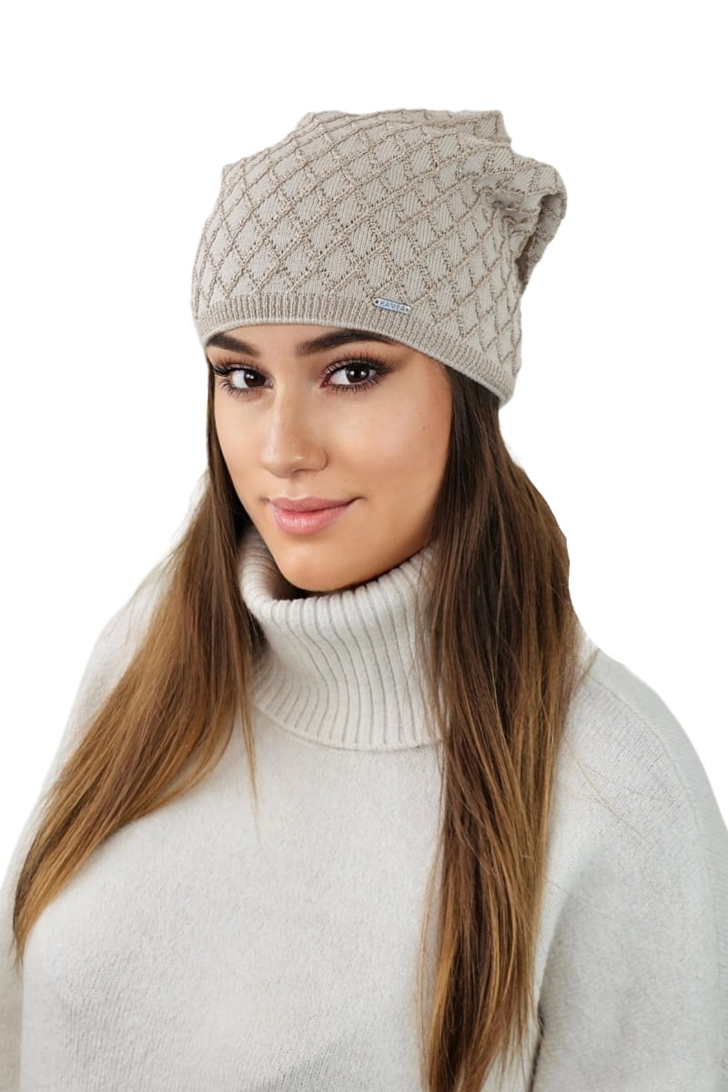 Čepice, Model: Centuria, Barva: béžová, Složení materiálu: 50% Viskóza; 28% Pbt; 22% Polyamid, Určení: Podzim/Zima, Velikost: Univerzální (54-60) (Čepice, fotografie 2)