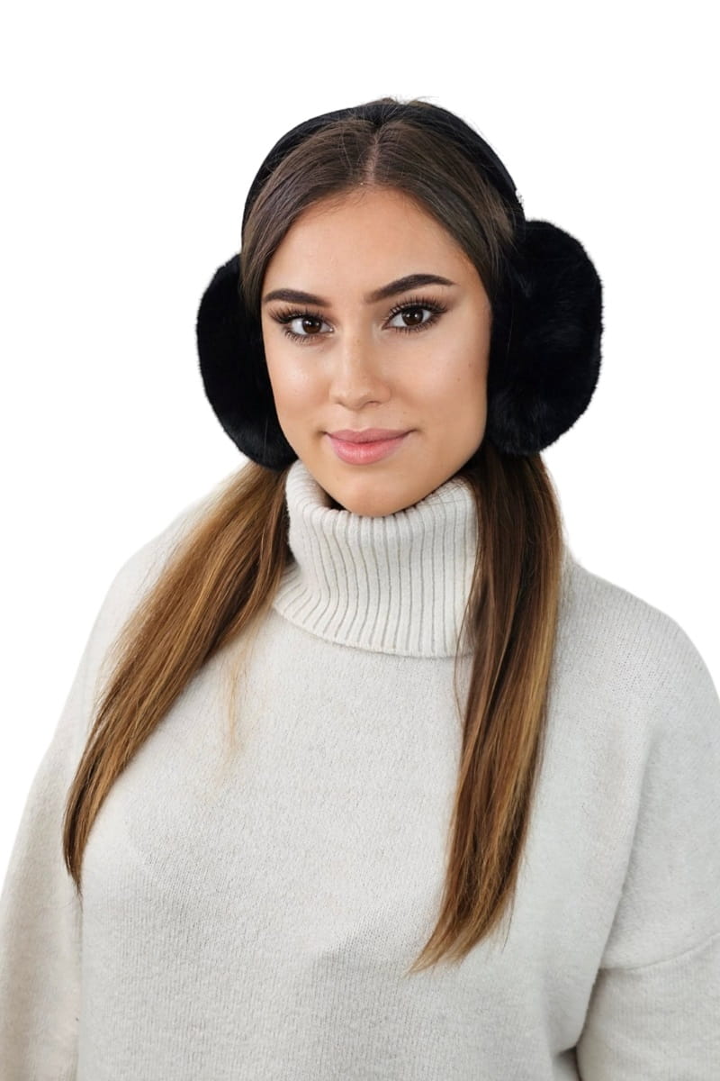 Nauszniki zimowe, Model: Aster, Kolor: czarny, Skład materiału: Futro 100% Poliester, Rozmiar: Uniwersalny (Nauszniki zimowe, zdjęcie 4)