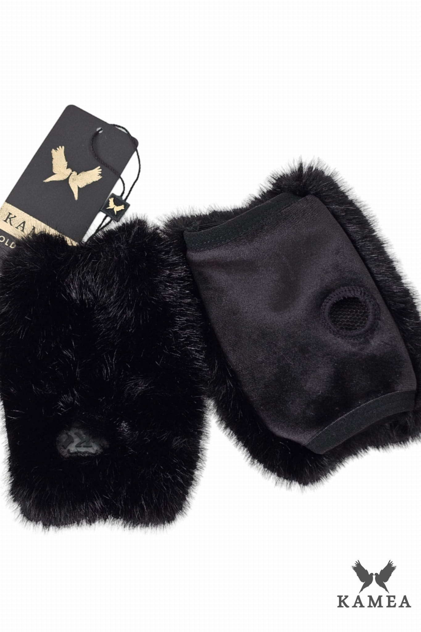 Rękawiczki, Model: Aster-Mitenki, Kolor: czarny, Skład materiału: Futro 100% Poliester; 100% Poliester, Rozmiar: Uniwersalny (Rękawiczki, zdjęcie 4)