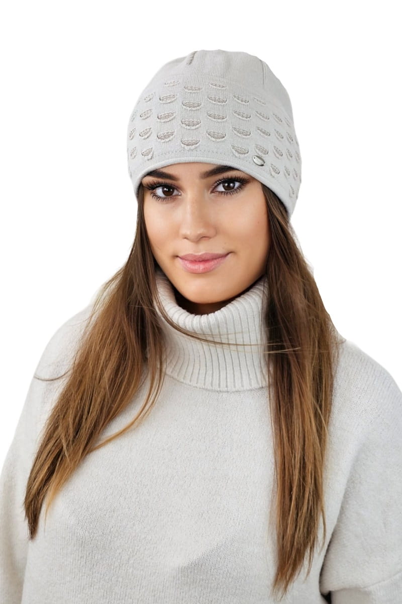 Čepice, Model: Funkia, Barva: béžová, Složení materiálu: 52% Viskóza; 26% Pbt; 22% Polyamid, Určení: Podzim/Zima, Velikost: Univerzální (54-60) (Čepice, fotografie 2)