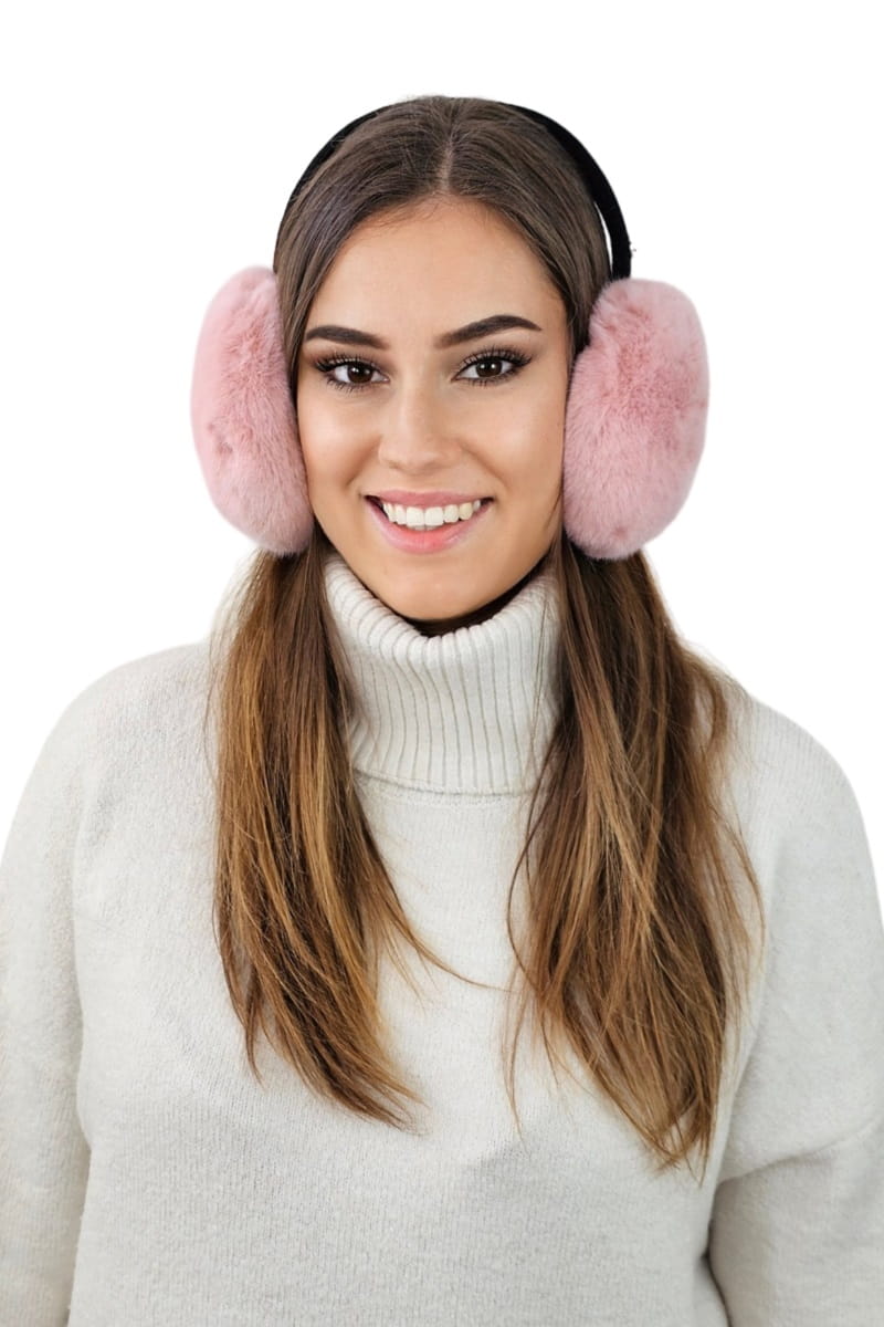 Nauszniki zimowe, Model: Aster, Kolor: różowy, Skład materiału: Futro 100% Poliester, Rozmiar: Uniwersalny (Nauszniki zimowe, zdjęcie 4)