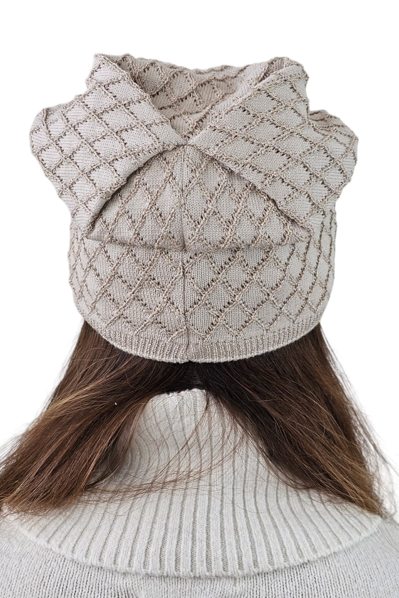 Čepice, Model: Centuria, Barva: béžová, Složení materiálu: 50% Viskóza; 28% Pbt; 22% Polyamid, Určení: Podzim/Zima, Velikost: Univerzální (54-60) (Čepice, fotografie 3)