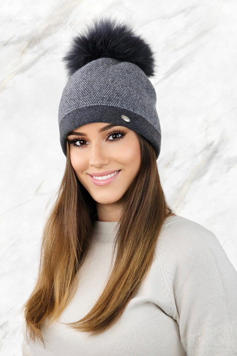 Czapki, Model: Aloes, Kolor: grafitowy, Skład materiału: 80% Wełna; 20% Poliamid, Przeznaczenie: Jesień/Zima, Rozmiar: Uniwersalny (54-60)