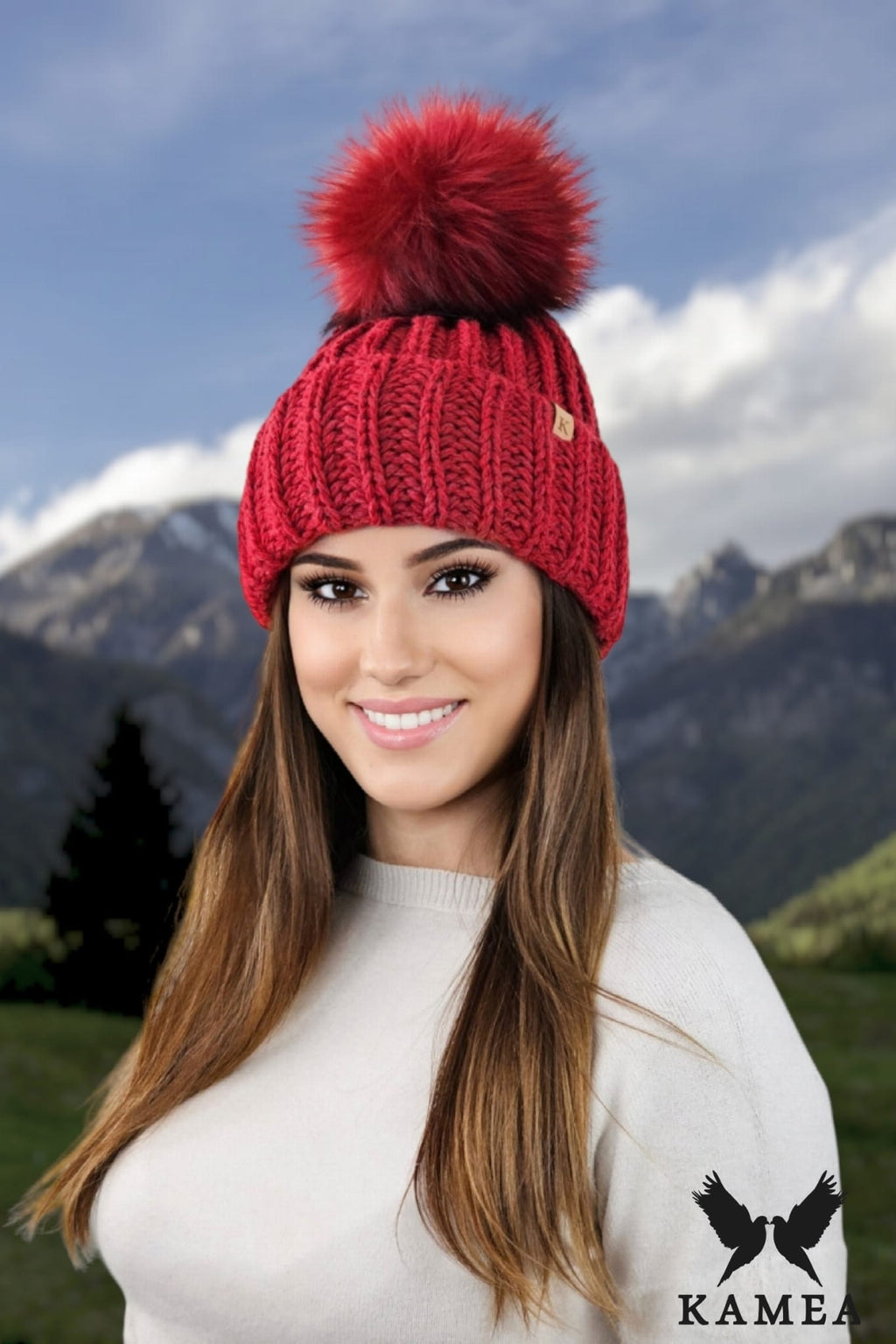 Čepice, Model: Nerea, Barva: červená, Složení materiálu: 50% Vlna; 50% Akryl, Velikost: Univerzální (54-60)