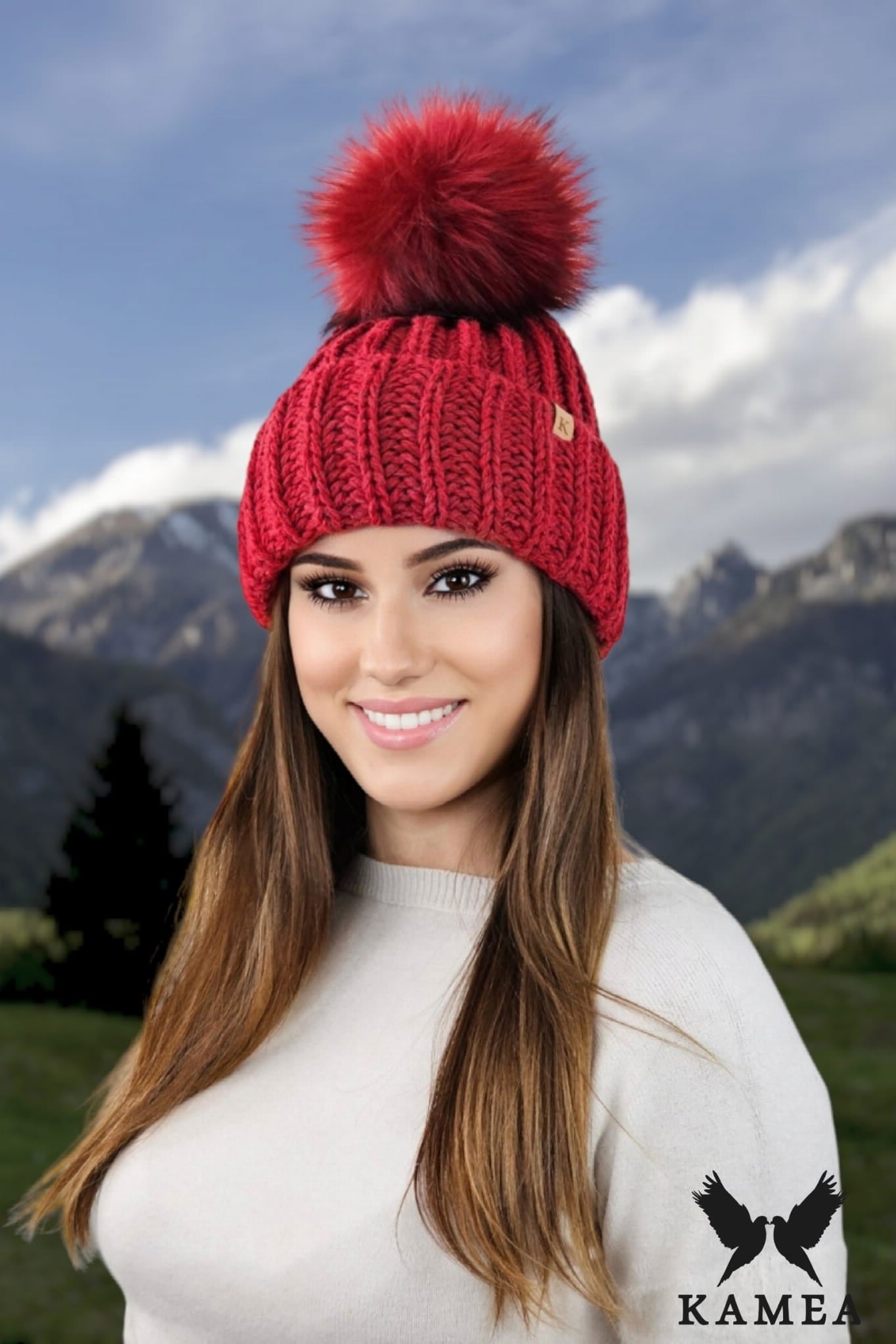 Čepice, Model: Nerea, Barva: červená, Složení materiálu: 50% Vlna; 50% Akryl, Velikost: Univerzální (54-60)
