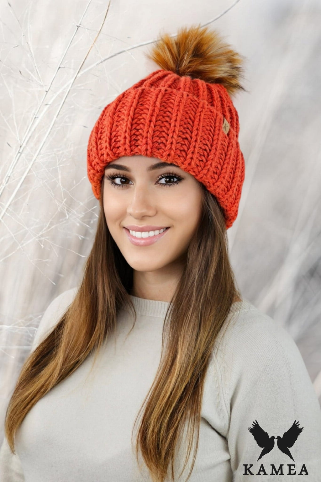 Čepice, Model: Nerea, Barva: oranžová, Složení materiálu: 50% Vlna; 50% Akryl, Velikost: Univerzální (54-60) (Čepice, fotografie 2)