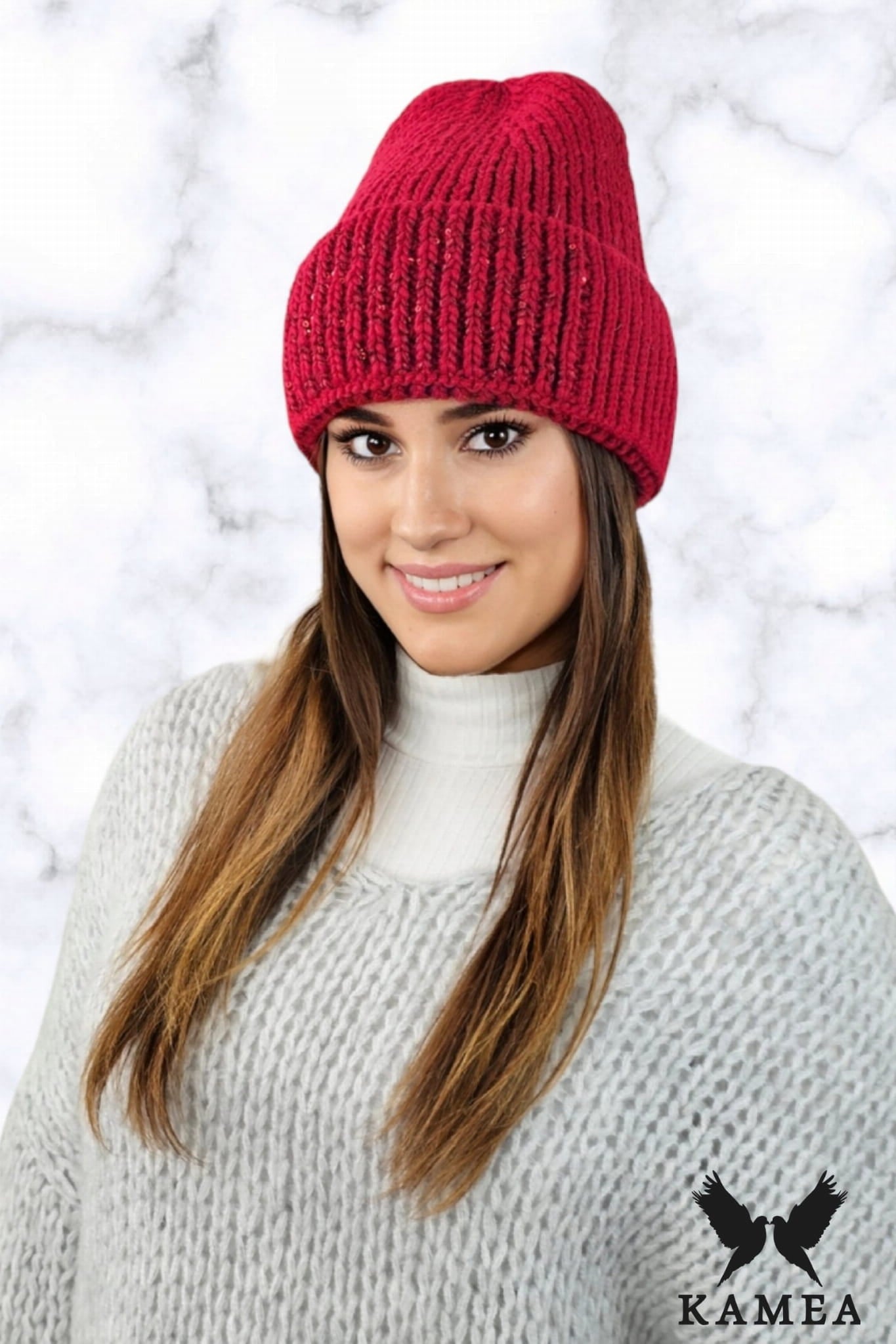 Čepice, Model: Ginny, Barva: červená, Složení materiálu: 50% Vlna; 40% Akryl; 10% Polyester, Velikost: Univerzální (54-60)