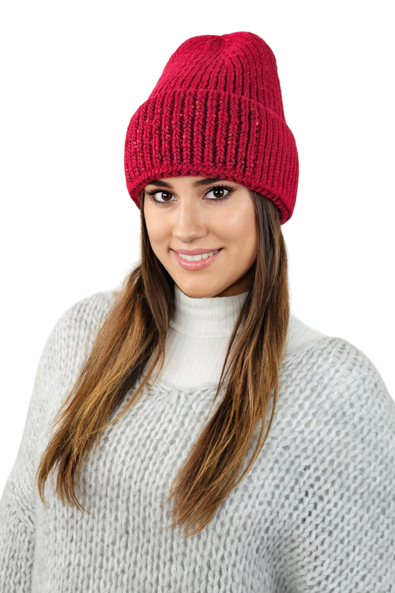 Čepice, Model: Ginny, Barva: červená, Složení materiálu: 50% Vlna; 40% Akryl; 10% Polyester, Velikost: Univerzální (54-60) (Čepice, obrázek 2)