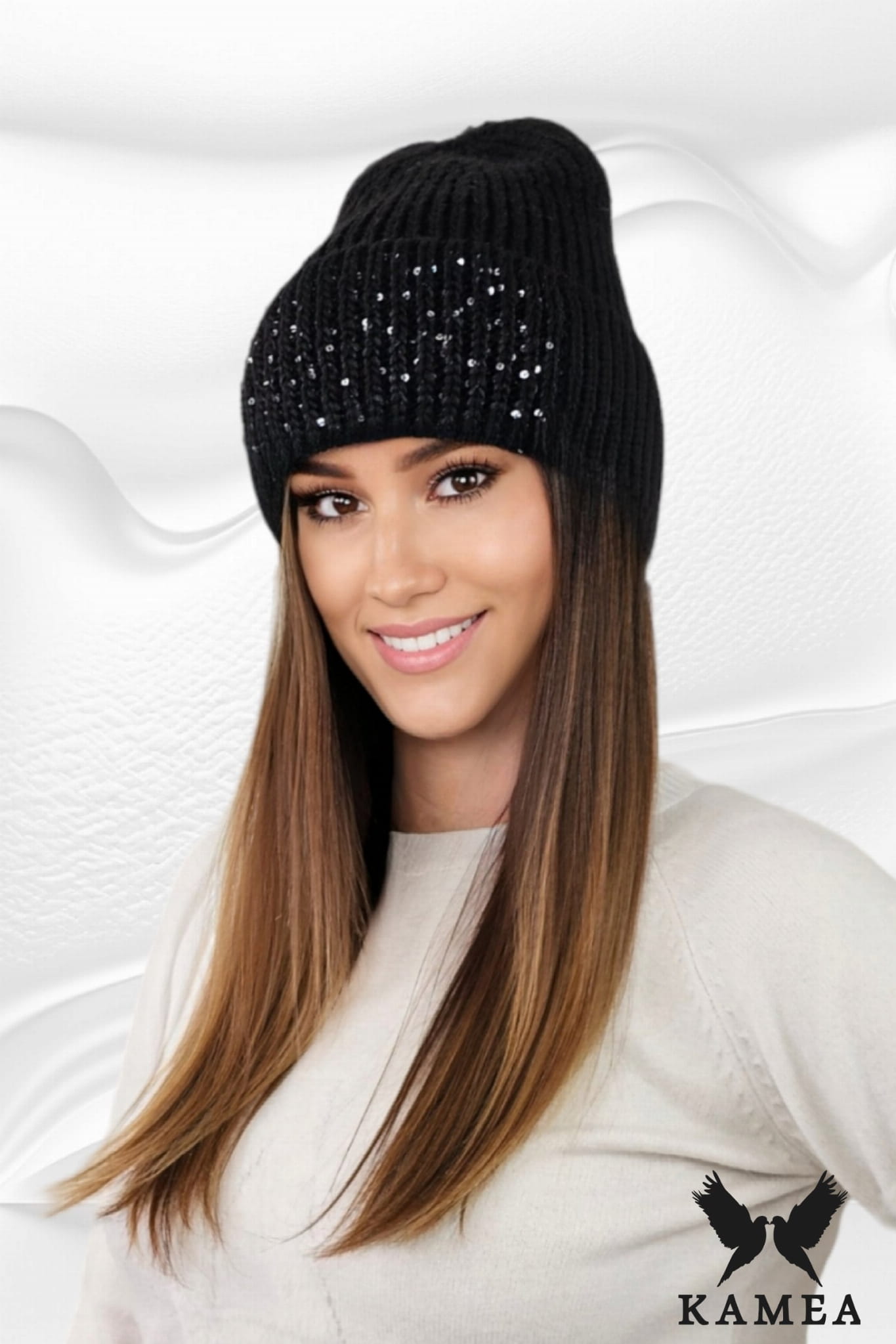 Čepice, Model: Ginny, Barva: černá, Složení materiálu: 50% Vlna; 40% Akryl; 10% Polyester, Velikost: Univerzální (54-60)