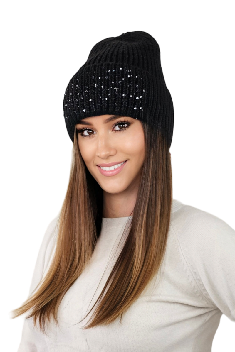 Čepice, Model: Ginny, Barva: černá, Složení materiálu: 50% Vlna; 40% Akryl; 10% Polyester, Velikost: Univerzální (54-60) (Čepice, obrázek 2)
