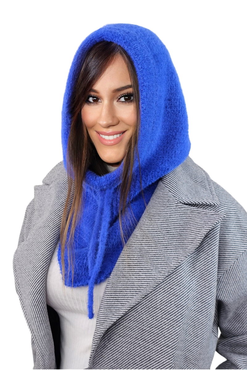 Kaptur Damski, Model: Kaptur-Blanka, Kolor: chabrowy, Skład materiału: 55% Poliamid; 35% Wiskoza; 6% Poliester; 4% Modal, Rozmiar: Uniwersalny (Kaptur Damski, zdjęcie 2)