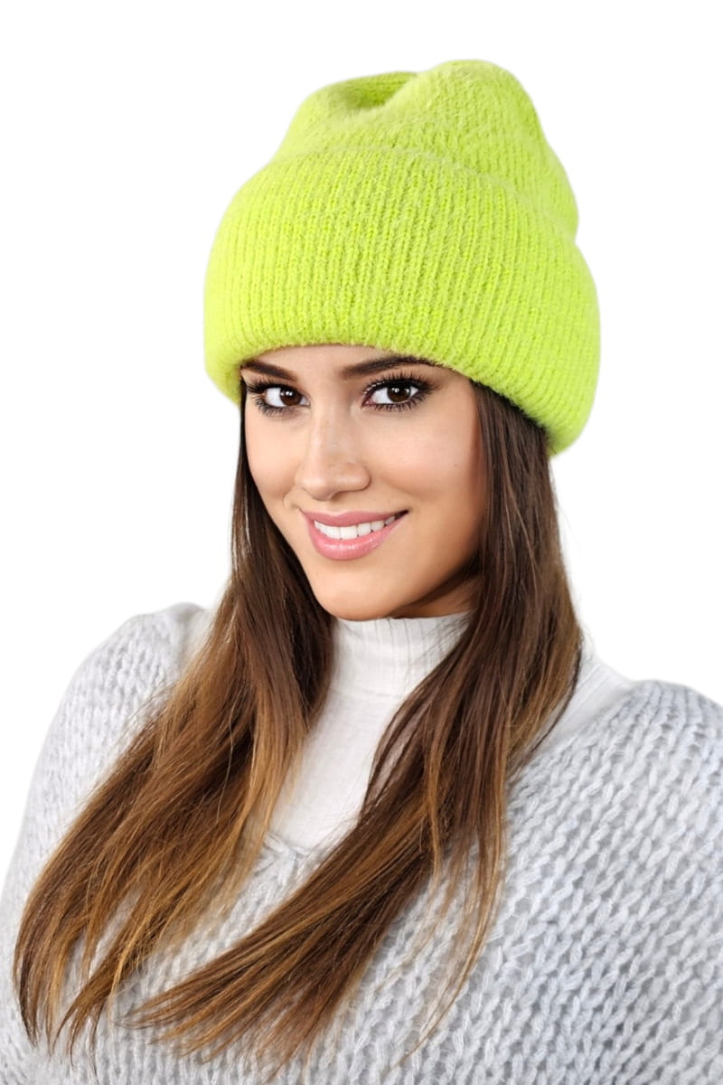 Čepice, Model: Benita, Barva: limetková, Složení materiálu: 55% Polyamid; 35% Viskóza; 6% Polyester; 4% Modal, Určení: Podzim/Zima, Velikost: Univerzální (54-60) (Čepice, fotografie 2)