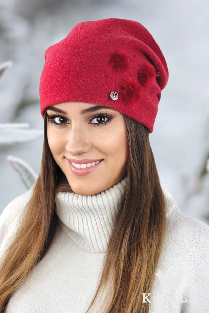 Dámská čepice, Model: Onyks, Barva: červená, Složení materiálu: 80% Vlna; 20% Polyamid, Velikost: Univerzální (54-60)