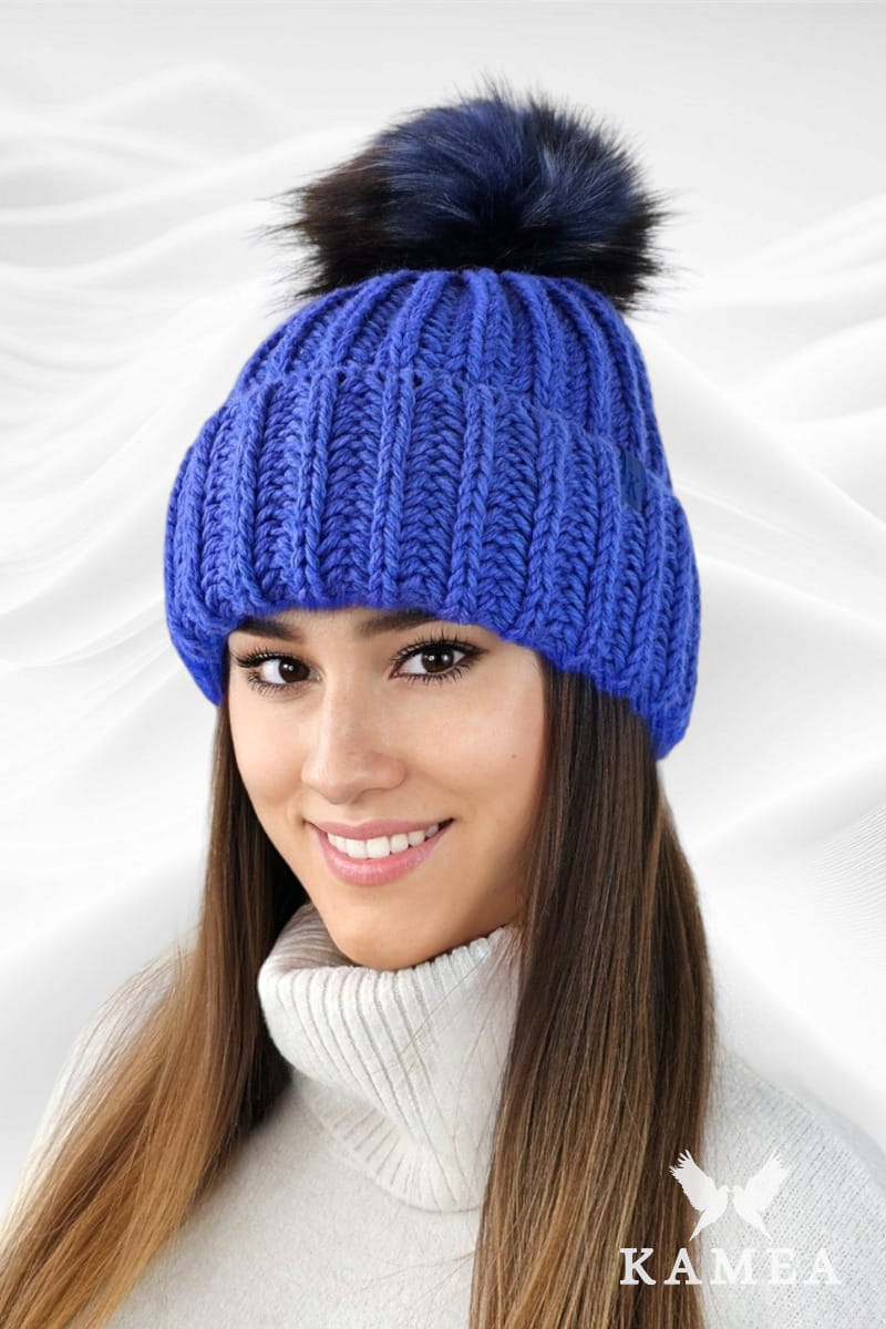 Čepice, Model: Nerea, Barva: modrá, Složení materiálu: 50% Vlna; 50% Akryl, Velikost: Univerzální (54-60)