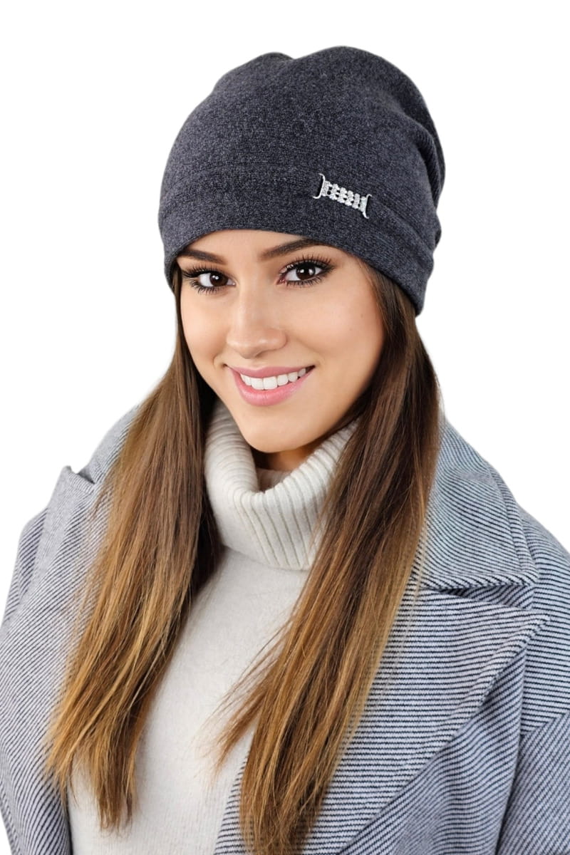 Čepice, Model: Leonora, Barva: grafitová, Složení materiálu: 80% Vlna; 20% Polyamid, Velikost: Univerzální (54-60) (Čepice, fotografie 4)