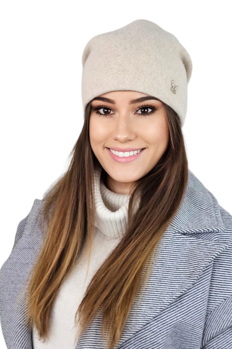 Čepice, Model: Lily, Barva: béžová, Složení materiálu: 80% Vlna; 20% Polyamid, Určení: Podzim/Zima, Velikost: Univerzální (54-60) (Čepice, fotografie 2)