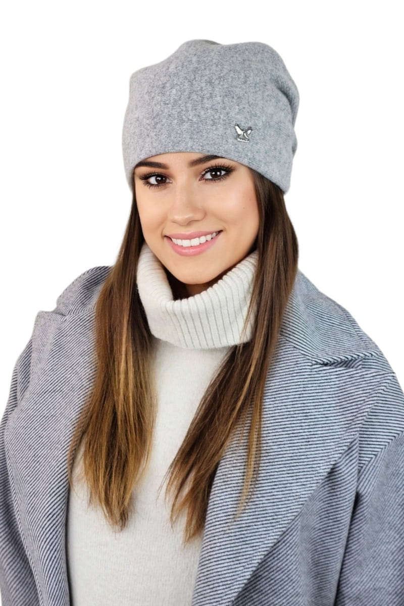 Čepice, Model: Lily, Barva: šedá, Složení materiálu: 80% Vlna; 20% Polyamid, Určení: Podzim/Zima, Velikost: Univerzální (54-60) (Čepice, fotografie 2)