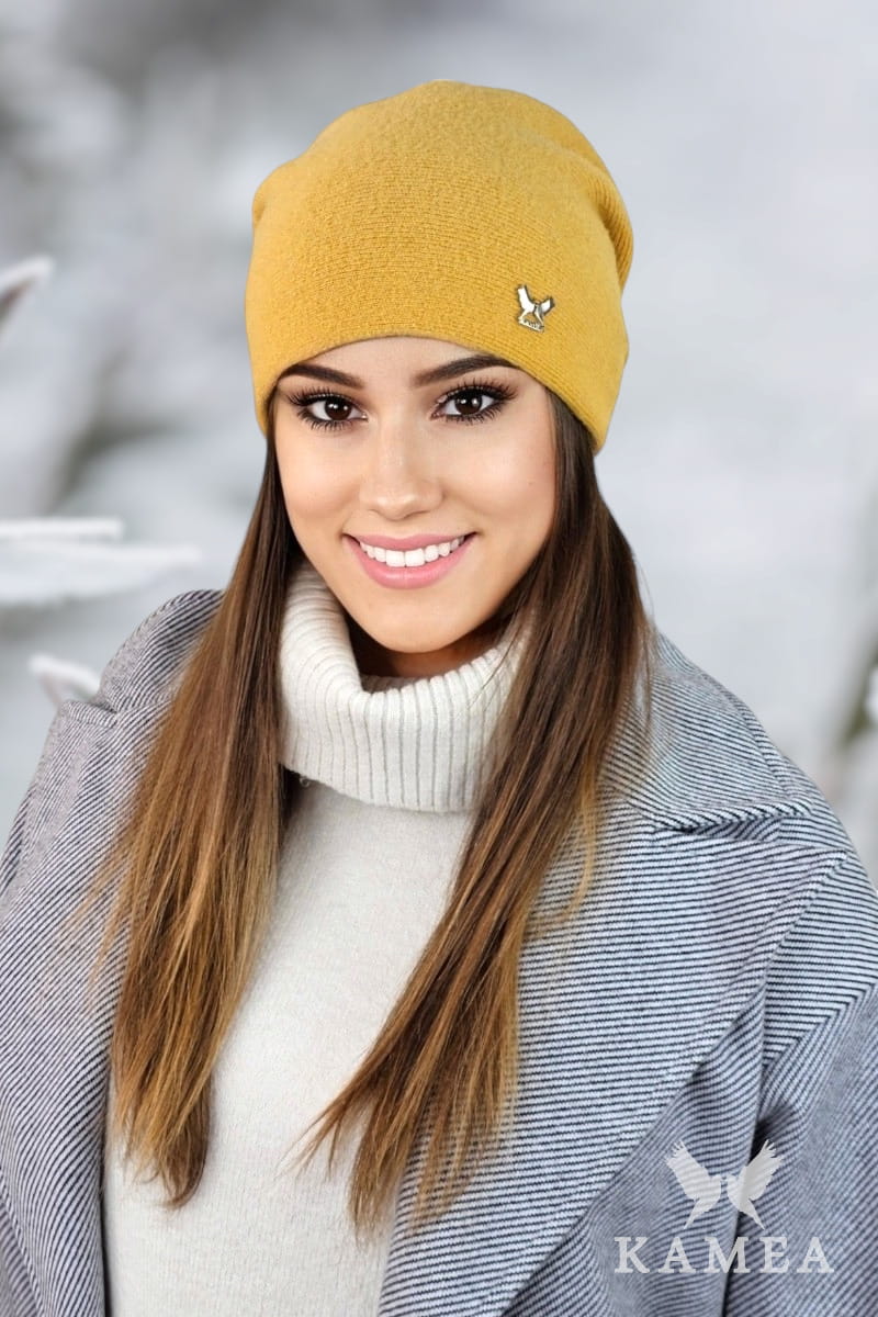 Čepice, Model: Lily, Barva: hořčicová, Složení materiálu: 80% Vlna; 20% Polyamid, Velikost: Univerzální (54-60)