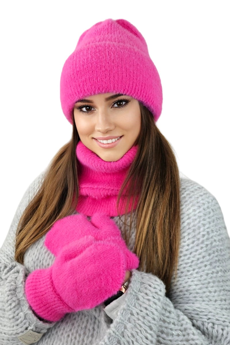 Rękawiczki, Model: Benita-Rękawiczki, Kolor: malinowy, Skład materiału: 55% Poliamid; 35% Wiskoza; 6% Poliester; 4% Modal, Rozmiar: Uniwersalny (Rękawiczki, zdjęcie 2)