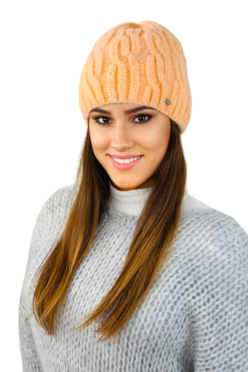 Čepice, Model: Gizma, Barva: broskvová, Složení materiálu: 70% Akryl; 20% Vlna; 10% Polyamid, Určení: Podzim/Zima, Velikost: Univerzální (54-60) (Čepice, fotografie 2)