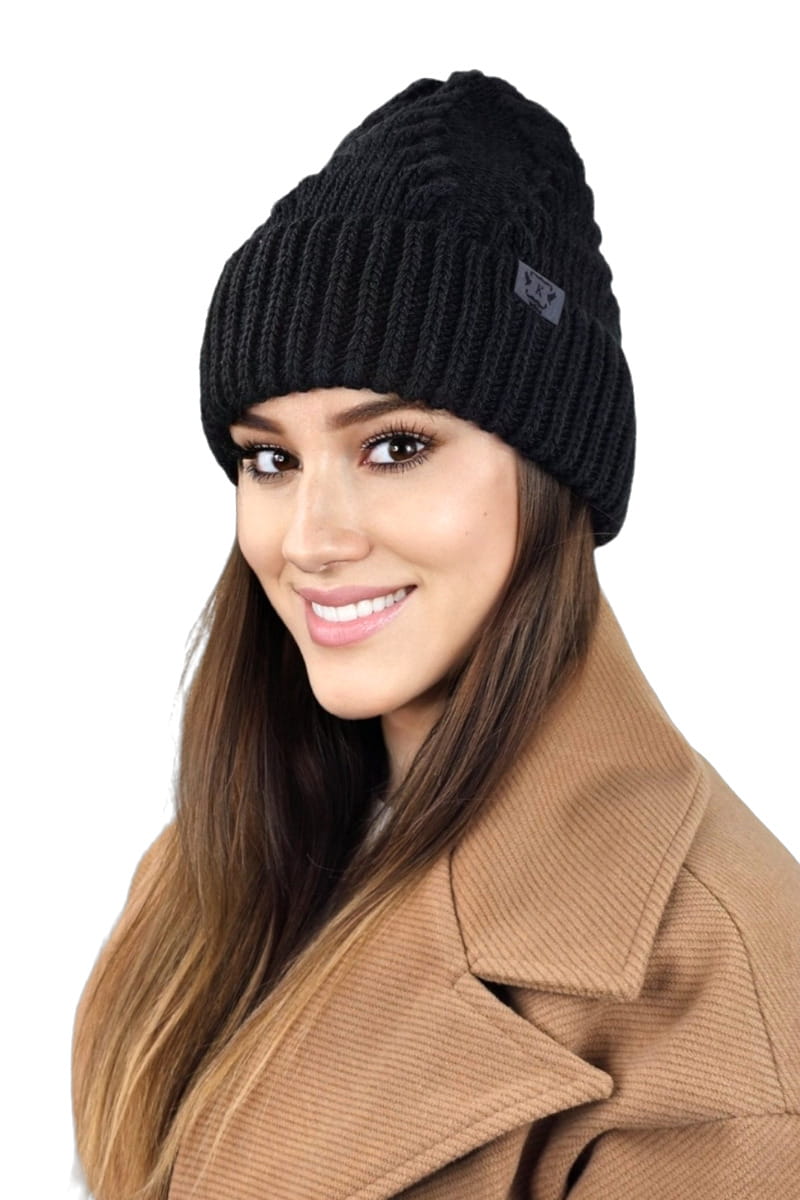 Čepice, Model: Stella, Barva: černá, Složení materiálu: 50% Akryl; 30% Vlna; 20% Polyamid, Určení: Podzim/Zima, Velikost: Univerzální (54-60) (Čepice, fotografie 2)