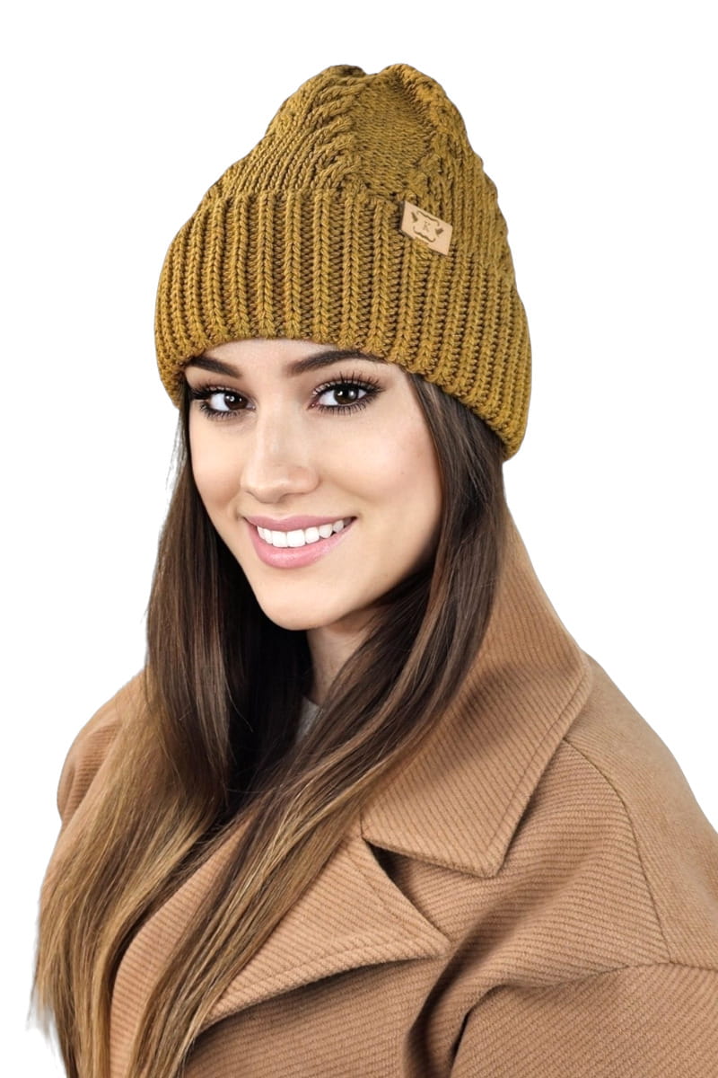Čepice, Model: Stella, Barva: hořčicová, Složení materiálu: 50% Akryl; 30% Vlna; 20% Polyamid, Určení: Podzim/Zima, Velikost: Univerzální (54-60) (Čepice, fotografie 2)