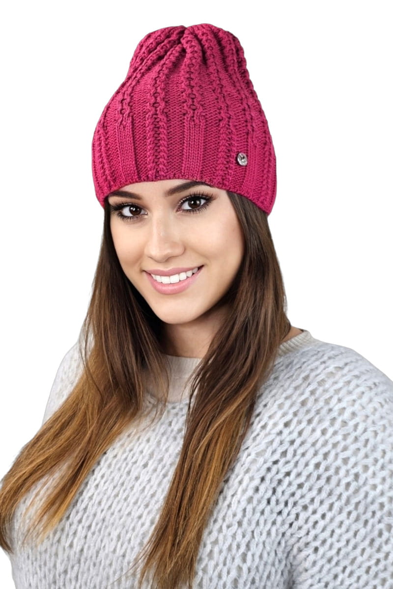 Čepice, Model: Filona, Barva: fuchsie, Složení materiálu: 50% Akryl; 30% Vlna; 20% Polyamid, Určení: Podzim/Zima, Velikost: Univerzální (54-60) (Čepice, fotografie 2)