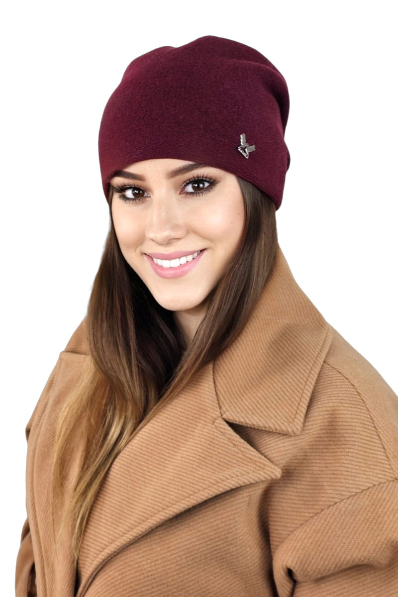 Čepice, Model: Lily, Barva: bordó, Složení materiálu: 80% Vlna; 20% Polyamid, Určení: Podzim/Zima, Velikost: Univerzální (54-60) (Čepice, fotografie 2)