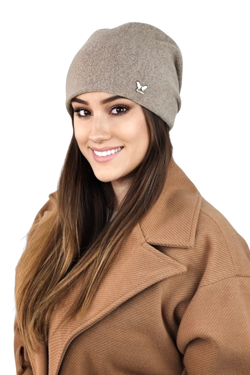 Čepice, Model: Lily, Barva: tmavě béžová, Složení materiálu: 80% Vlna; 20% Polyamid, Určení: Podzim/Zima, Velikost: Univerzální (54-60) (Čepice, fotografie 2)