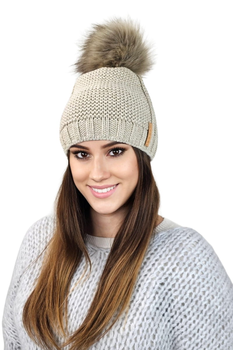 Czapka Damska, Model: Fiona, Kolor: beżowy, Skład materiału: 50% Akryl; 30% Wełna; 20% Poliamid, Przeznaczenie: Jesień/Zima, Rozmiar: Uniwersalny (54-60)