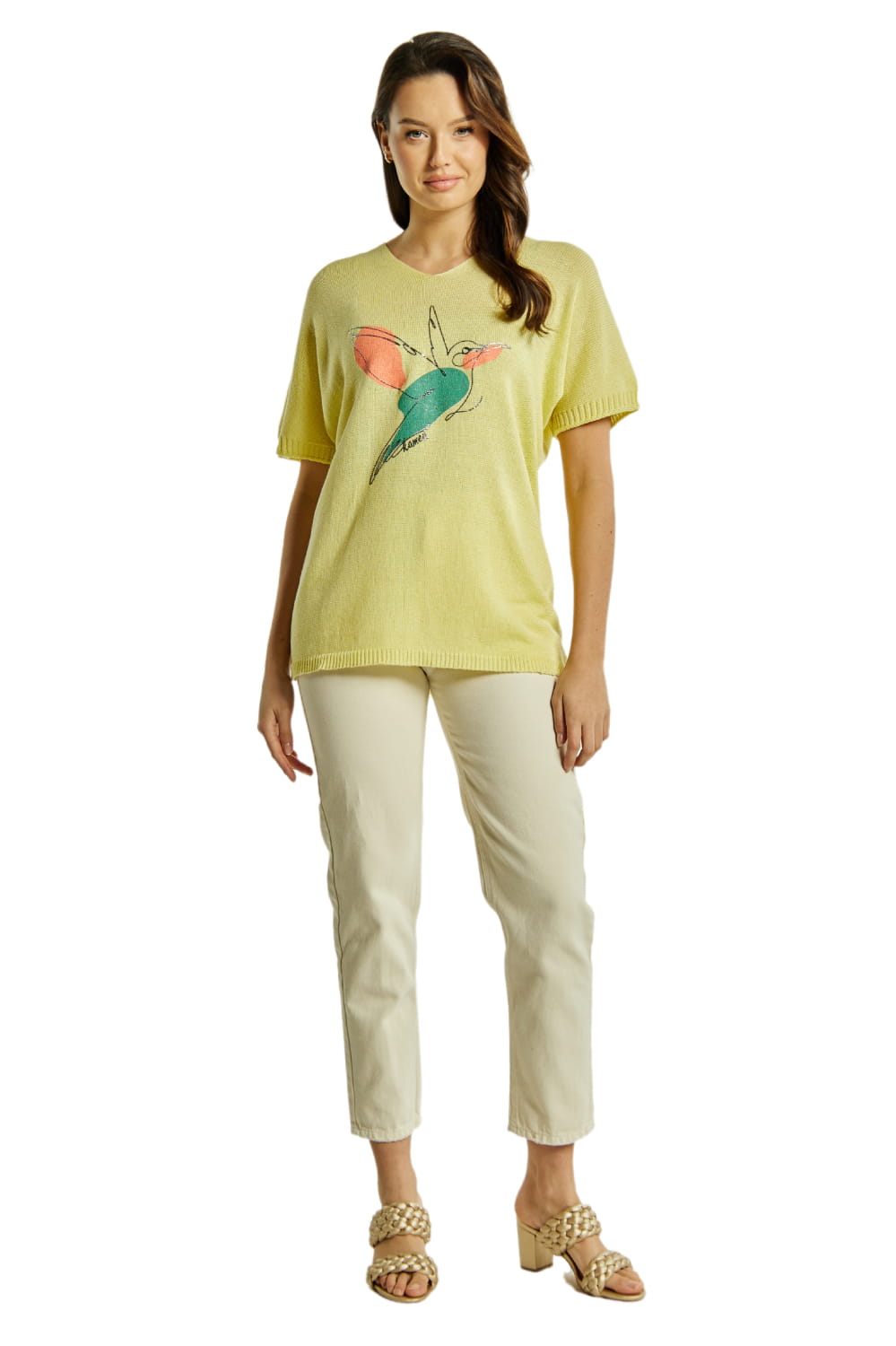 Sweter Damski, Model: Sw-Amadea-Uni, Kolor: żółty, Skład materiału: 50% Bawełna ; 50% Akryl (Sweter Damski, zdjęcie 3)