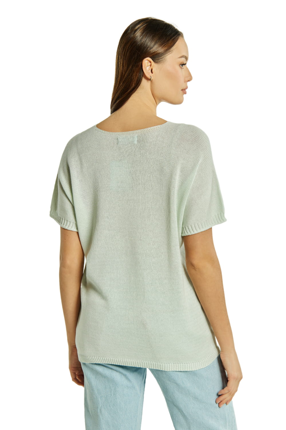 Sweter Damski, Model: Sw-Amadea-Uni, Kolor: pistacja, Skład materiału: 50% Bawełna ; 50% Akryl, Przeznaczenie: Wielosezonowe (Sweter Damski, zdjęcie 2)