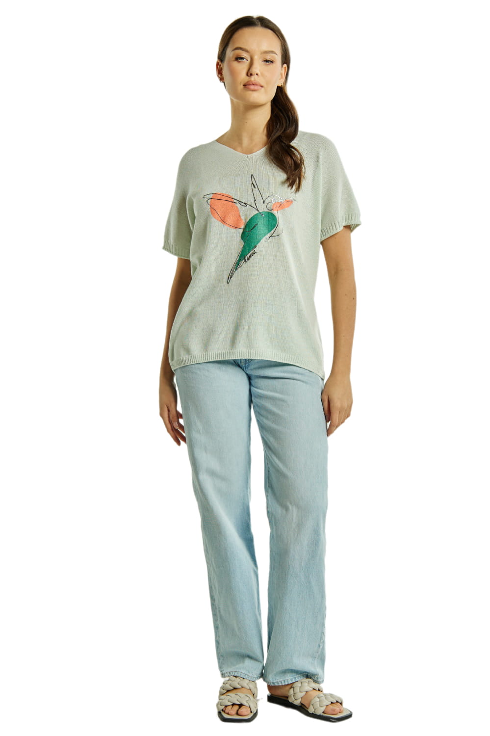 Sweter Damski, Model: Sw-Amadea-Uni, Kolor: pistacja, Skład materiału: 50% Bawełna ; 50% Akryl, Przeznaczenie: Wielosezonowe (Sweter Damski, zdjęcie 3)