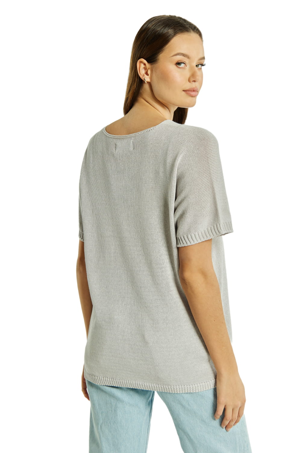 Sweter Damski, Model: Sw-Amadea-Uni, Kolor: jasny szary, Skład materiału: 50% Bawełna ; 50% Akryl (Sweter Damski, zdjęcie 2)