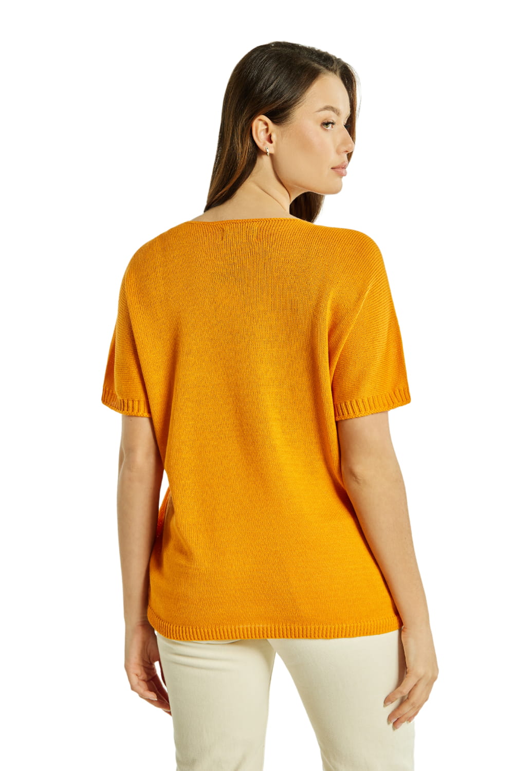 Sweter Damski, Model: Sw-Paloma-Uni, Kolor: orange, Skład materiału: 50% Bawełna ; 50% Akryl (Sweter Damski, zdjęcie 3)