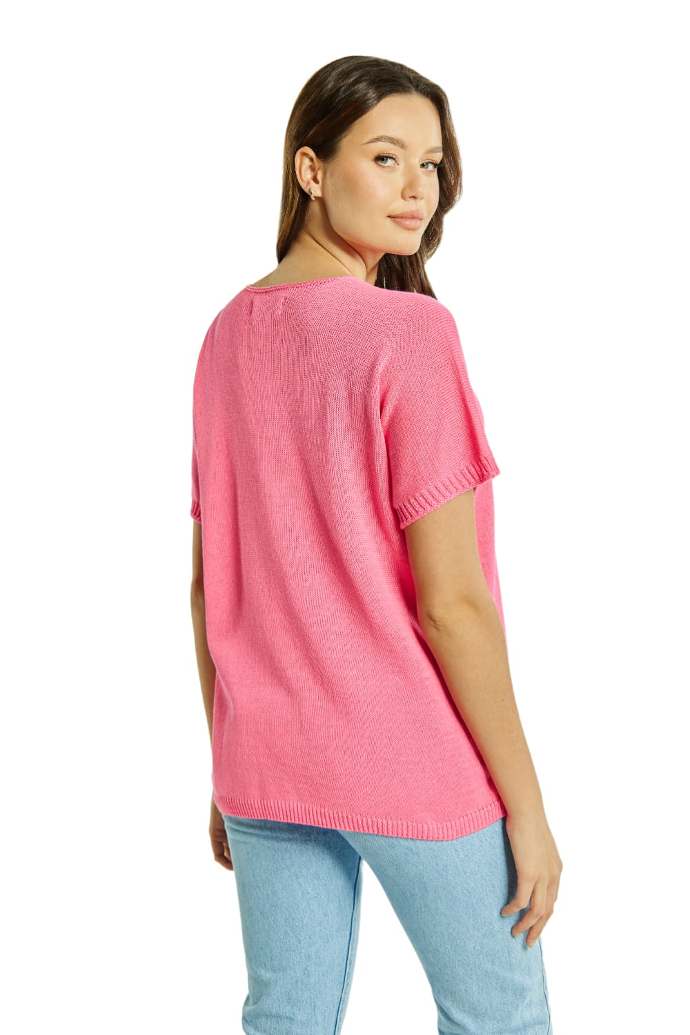 Sweter Damski, Model: Sw-Paloma-Uni, Kolor: pink, Skład materiału: 50% Bawełna ; 50% Akryl (Sweter Damski, zdjęcie 3)