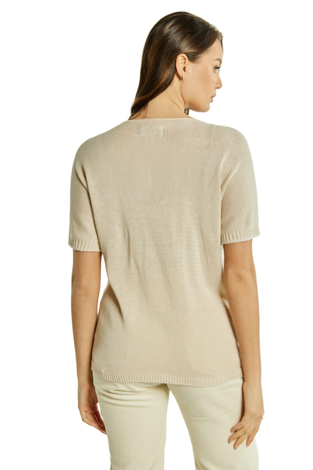 Sweter Damski, Model: Sw-Paloma-Uni, Kolor: beżowy, Skład materiału: 50% Bawełna ; 50% Akryl (Sweter Damski, zdjęcie 3)