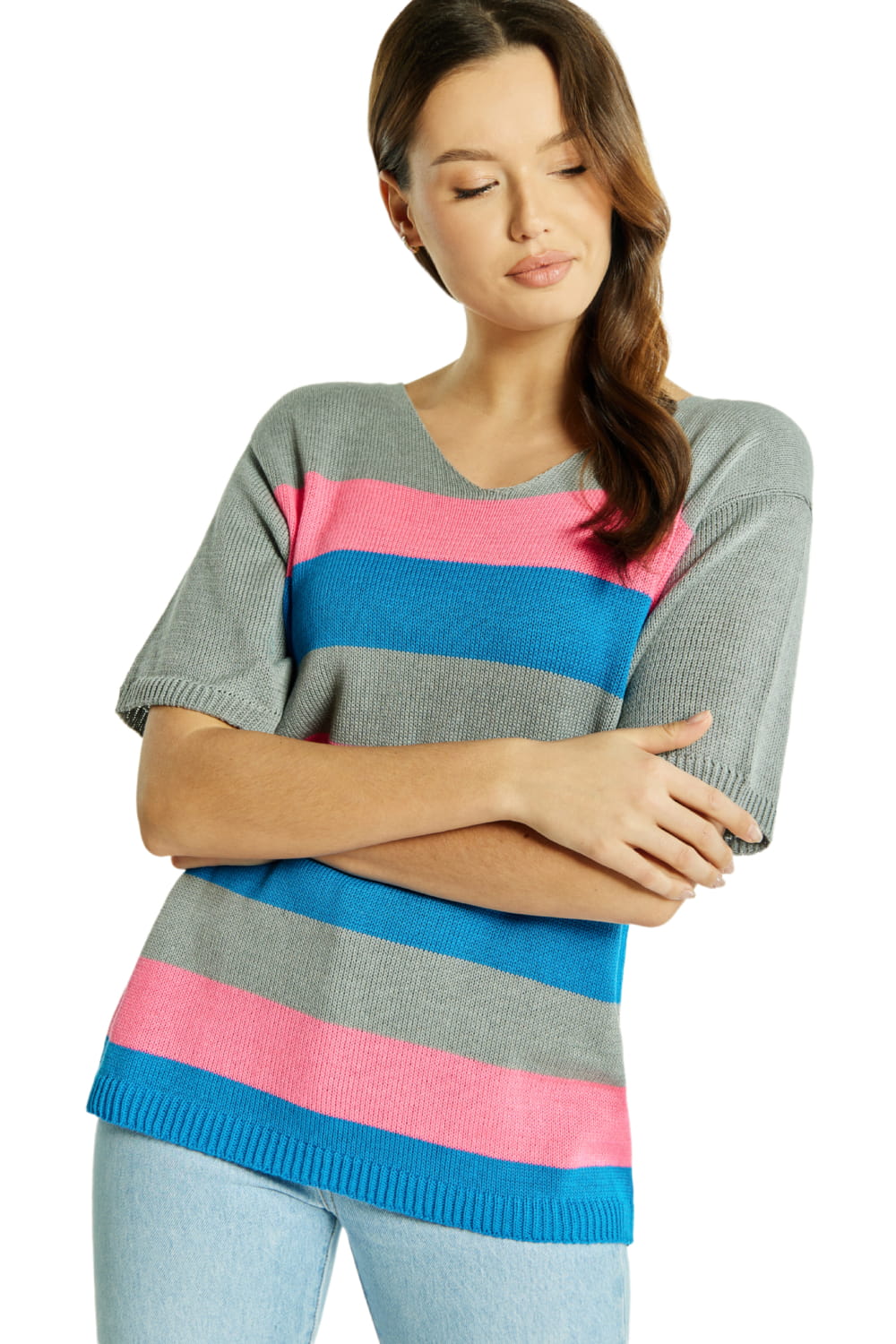 Sweter Damski, Model: Sw-Listera-Uni, Kolor: szary, Skład materiału: 50% Bawełna ; 50% Akryl