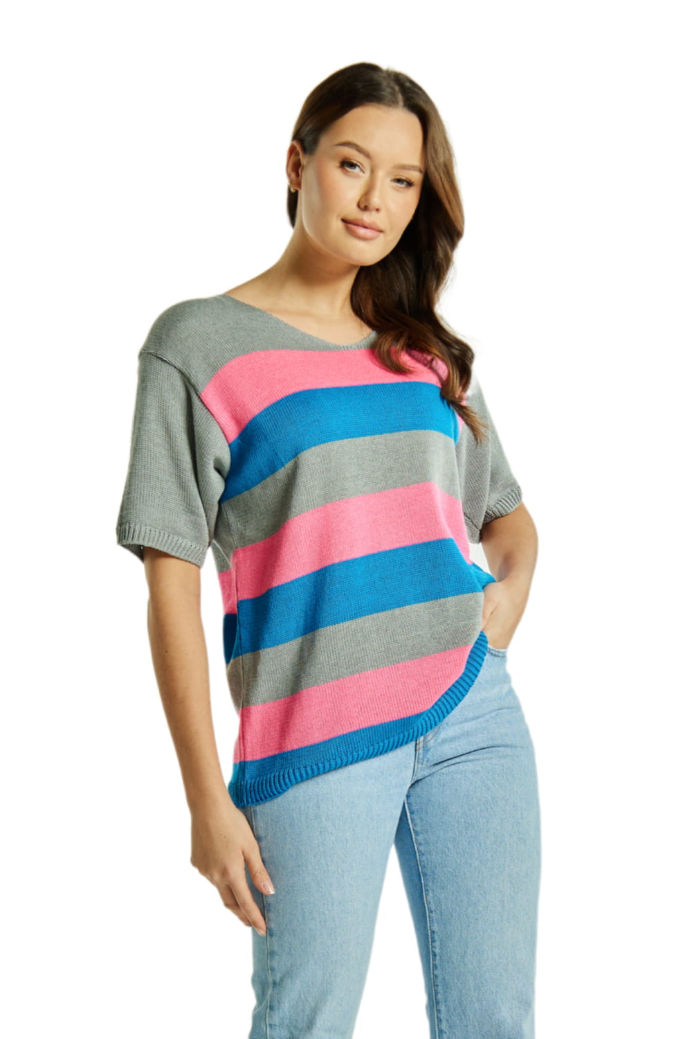 Sweter Damski, Model: Sw-Listera-Uni, Kolor: szary, Skład materiału: 50% Bawełna ; 50% Akryl (Sweter Damski, zdjęcie 2)