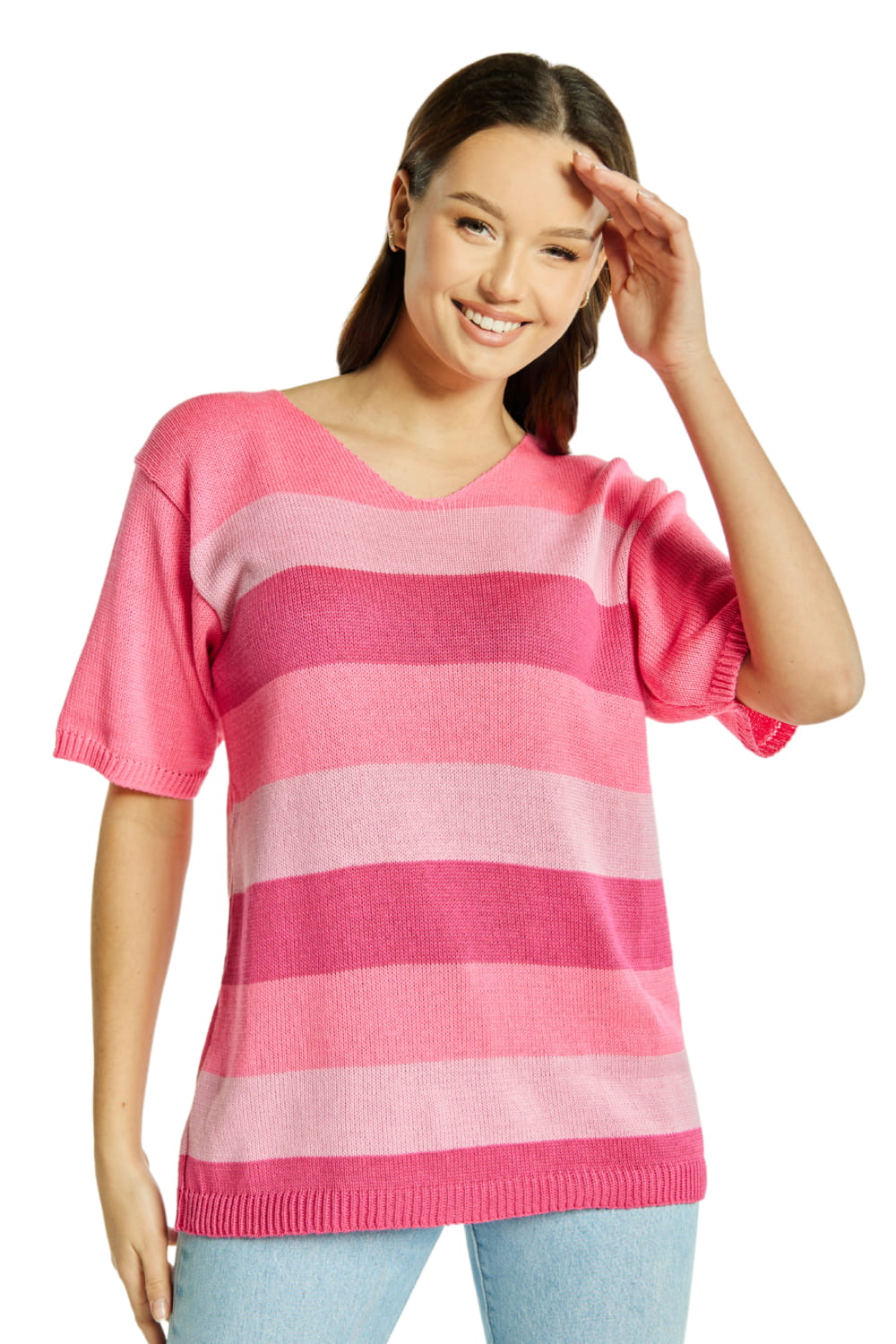 Sweter Damski, Model: Sw-Listera-Uni, Kolor: różowy, Skład materiału: 50% Bawełna ; 50% Akryl