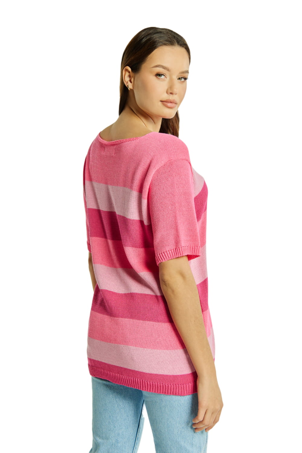 Sweter Damski, Model: Sw-Listera-Uni, Kolor: różowy, Skład materiału: 50% Bawełna ; 50% Akryl (Sweter Damski, zdjęcie 3)