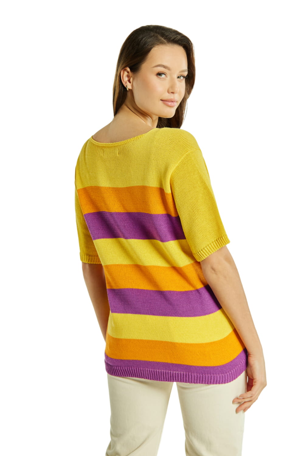 Sweter Damski, Model: Sw-Listera-Uni, Kolor: żółty, Skład materiału: 50% Bawełna ; 50% Akryl (Sweter Damski, zdjęcie 3)