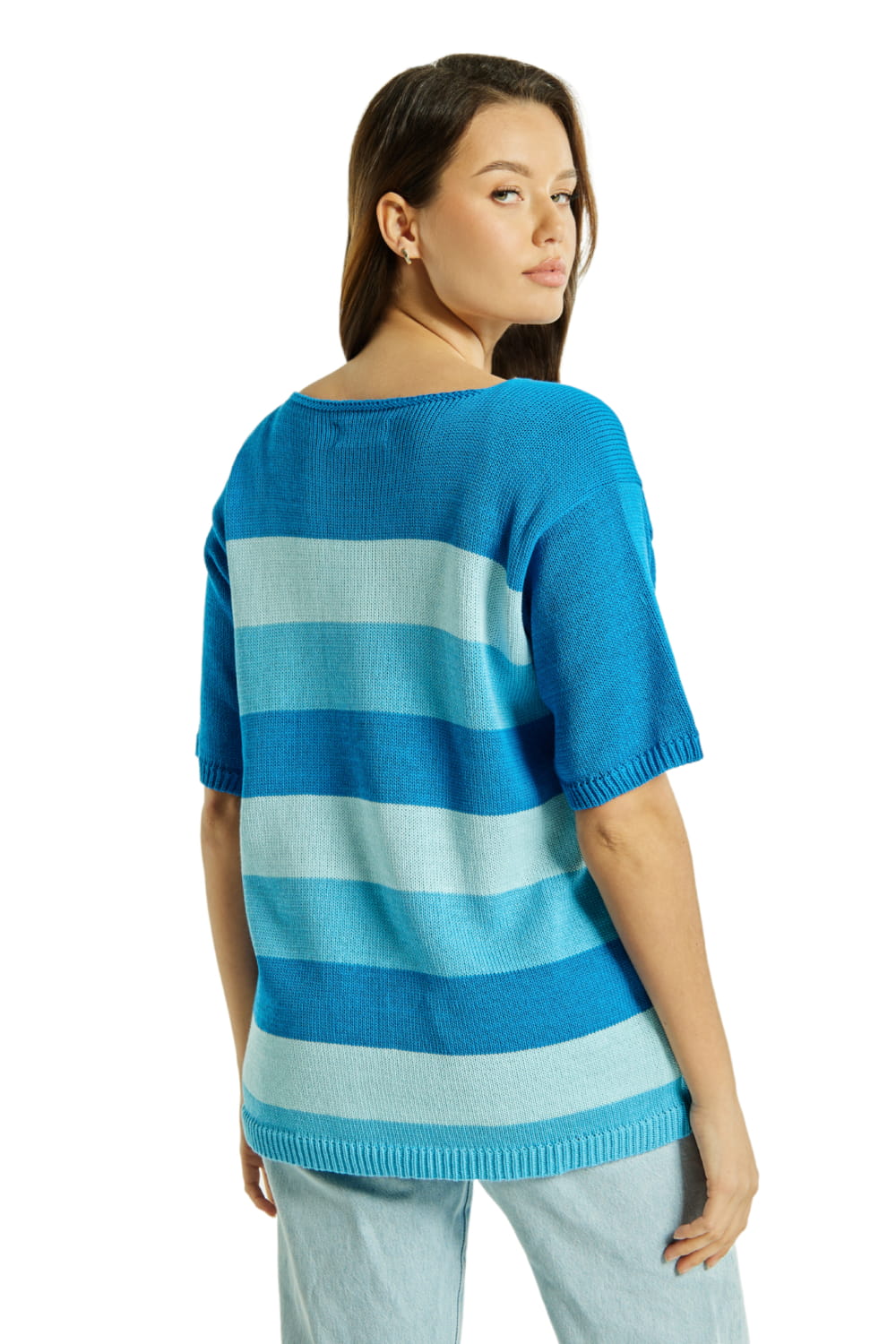 Sweter Damski, Model: Sw-Listera-Uni, Kolor: niebieski, Skład materiału: 50% Bawełna ; 50% Akryl (Sweter Damski, zdjęcie 3)