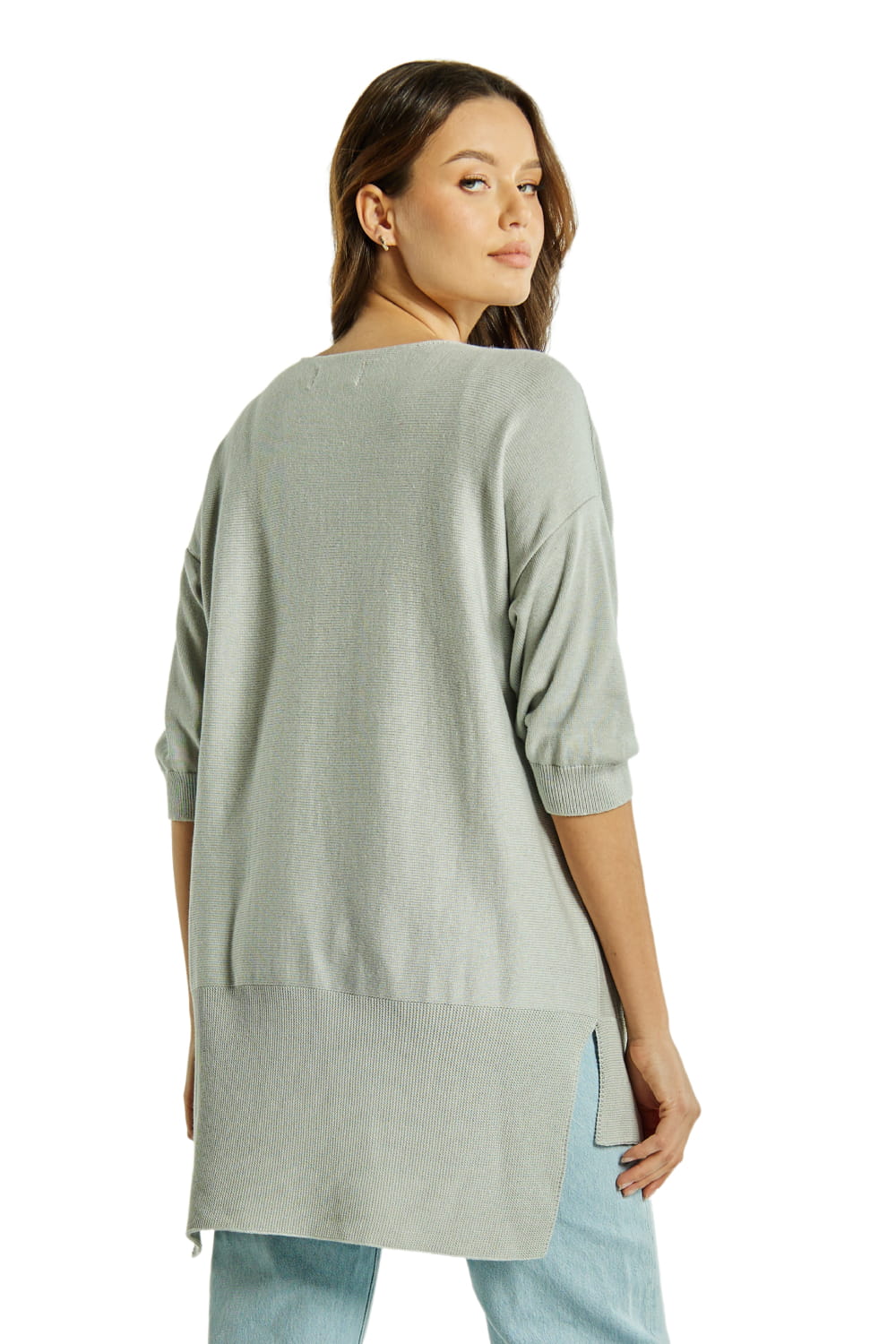 Sweter Damski, Model: Sw-Azalia-Uni, Kolor: srebrny, Skład materiału: 50% Bawełna ; 50% Akryl, Przeznaczenie: Wielosezonowe (Sweter Damski, zdjęcie 3)