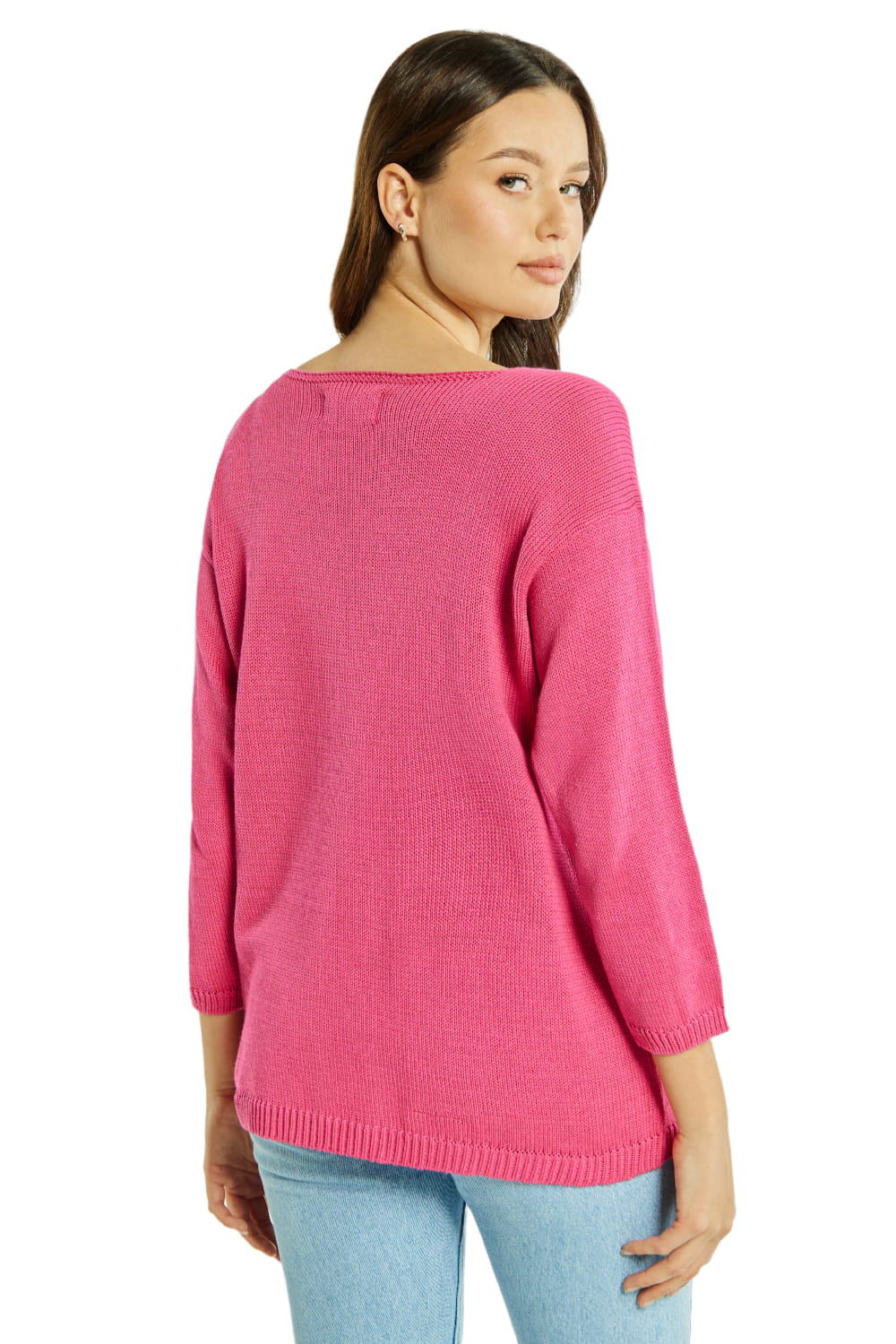 Sweter Damski, Model: Sw-Natali-S/M, Kolor: fuksja, Skład materiału: 50% Bawełna ; 50% Akryl (Sweter Damski, zdjęcie 2)