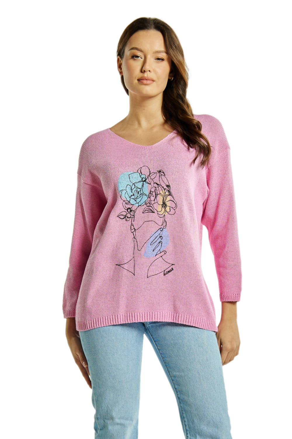 Sweter Damski, Model: Sw-Natali-S/M, Kolor: różowy, Skład materiału: 50% Bawełna ; 50% Akryl