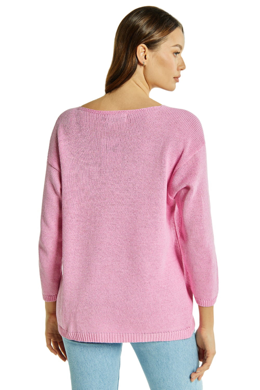 Sweter Damski, Model: Sw-Natali-S/M, Kolor: różowy, Skład materiału: 50% Bawełna ; 50% Akryl (Sweter Damski, zdjęcie 3)