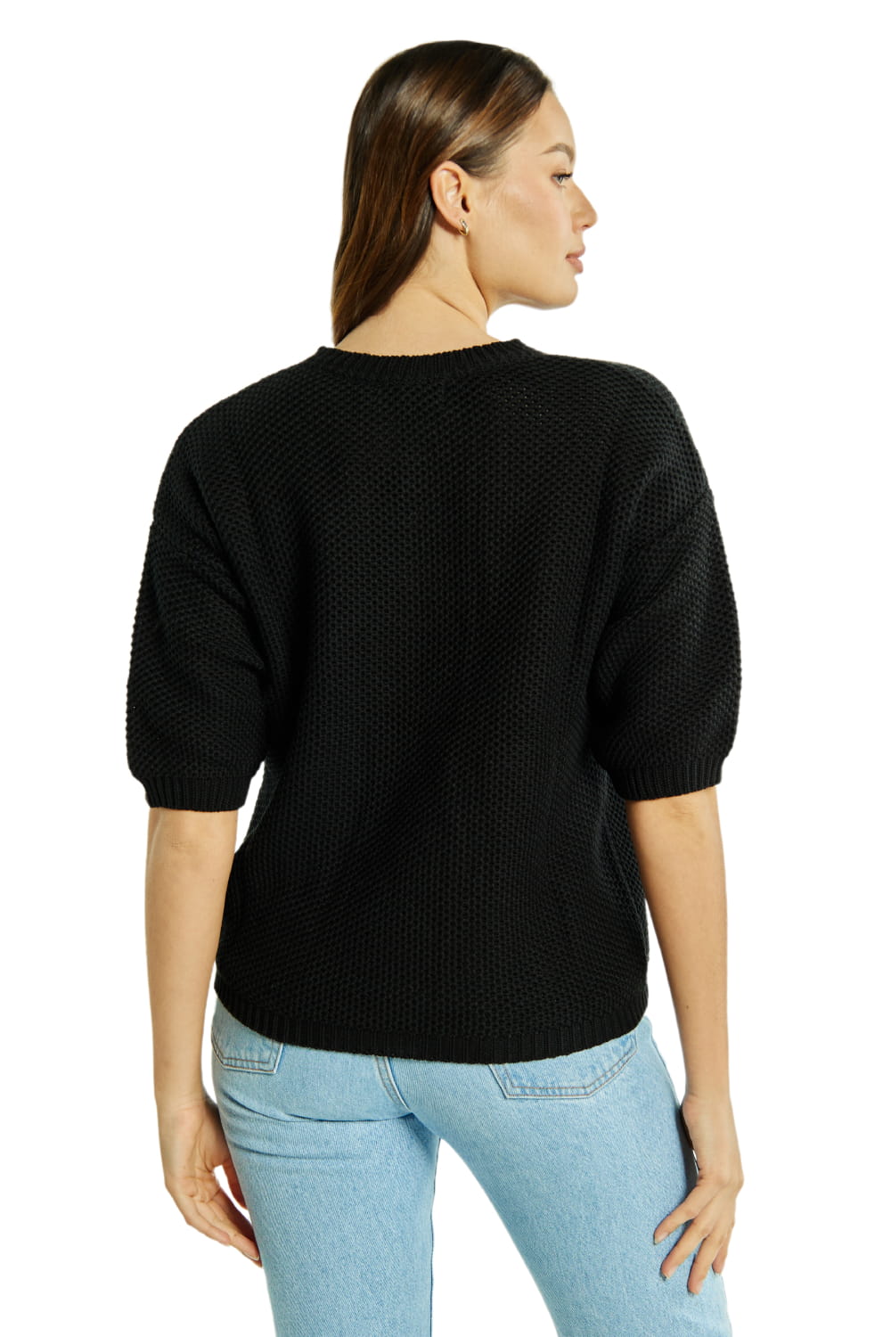 Sweter Damski, Model: Sw-Landre-S, Kolor: czarny, Skład materiału: 50% Bawełna ; 50% Akryl, Przeznaczenie: Wielosezonowe (Sweter Damski, zdjęcie 2)